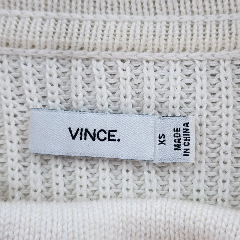 VINCE Side Zip Ribbed Turtleneck Sweater Cream 100% Cotton Size‎ XS 240